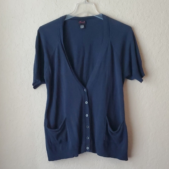 Torrid sz 2 Short Sleve Navy Blue V-Neck Cardigan Sweater - Picture 1 of 7